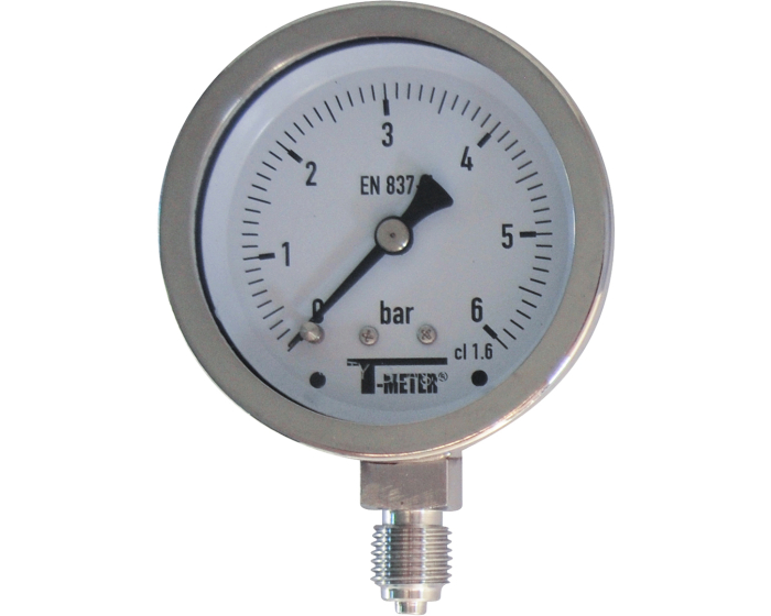 Full SS pressure gauge 1616 dry radial Ø63 1/4'' Class1,6 0/1,6bar
